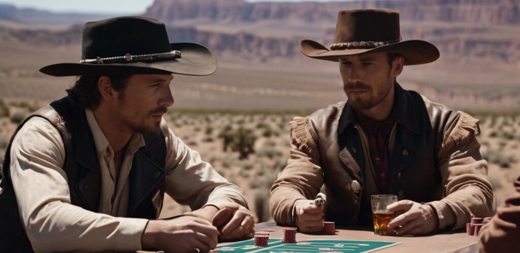 Serie donde aparecen dos vaqueros jugando al póker en medio de un desierto del lejano oeste